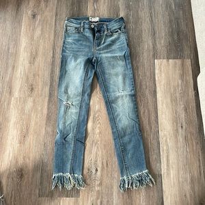 Free people ruffle bottom jeans
